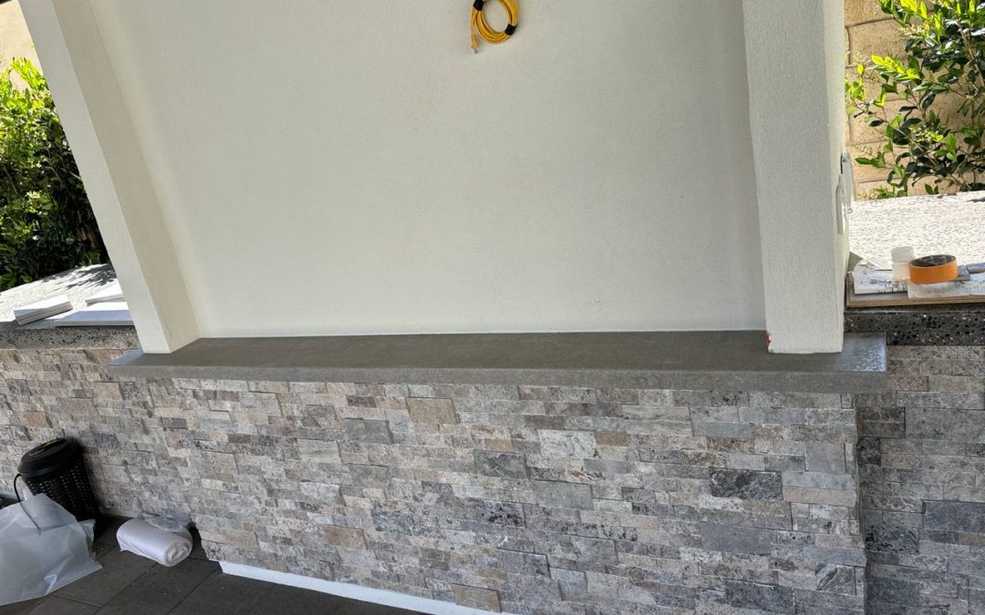 Limestone shelve for TV wall, Heavenly Ridge St, Thousand Oaks