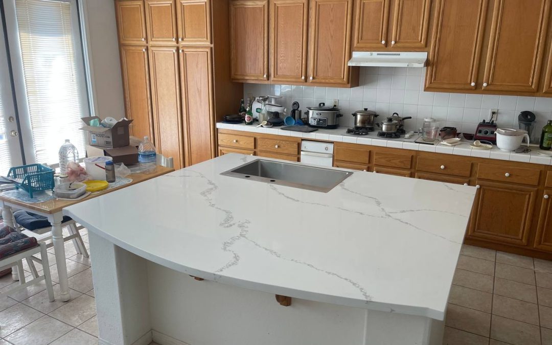 Quartz island countertop, Via Estrella, Newbury Park