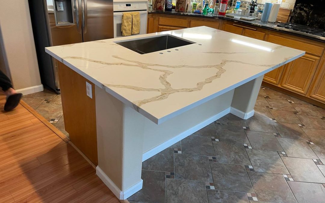 Quartz kitchen island, Via Bella, Newbury Park