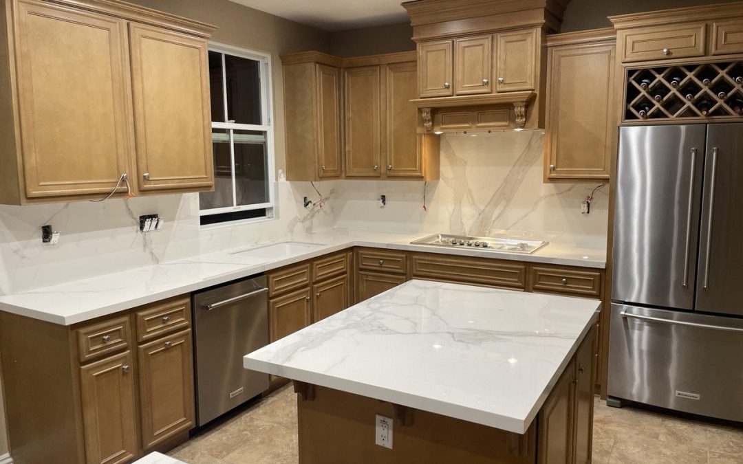 Porcelain kitchen countertop, Cielo Cir, Calabasas