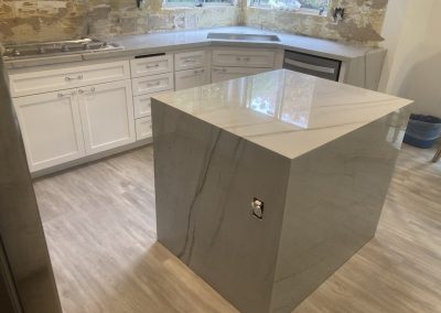 Quartzite kitchen countertop and fireplace, Evanwood Ave, Oak Park