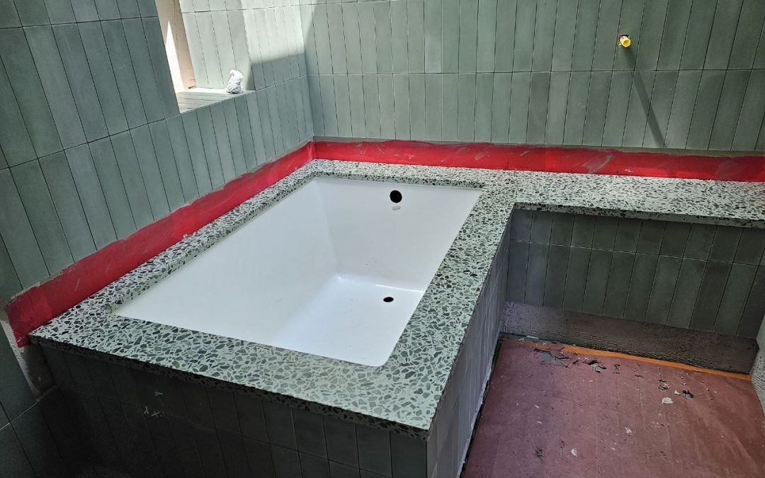 Terrazzo tub deck and vanity top, Olympiad Dr, View Park